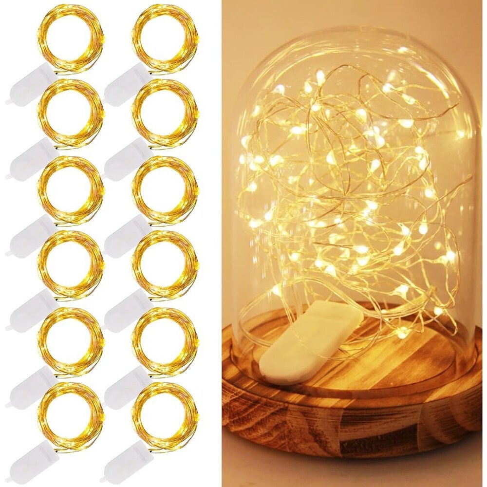 12 Pack Fairy Lights Battery Operated Included, 7 ft 20 LED Mini String Lights,